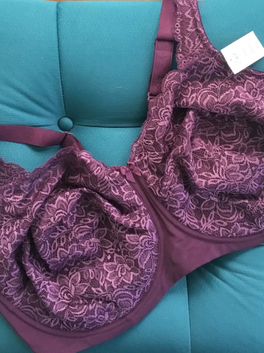 Elila Plum Lace Underwire Bra- 46G- NWT